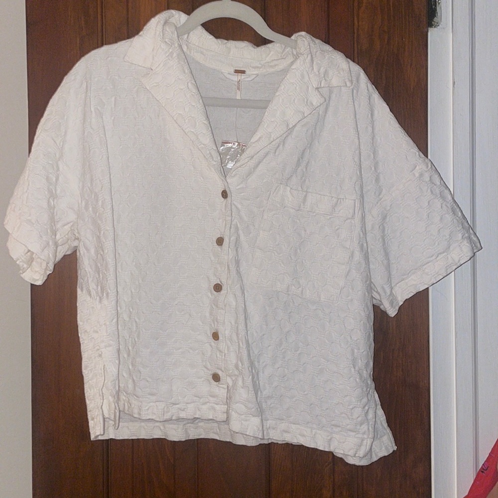 Free people short sleeve button down shirt